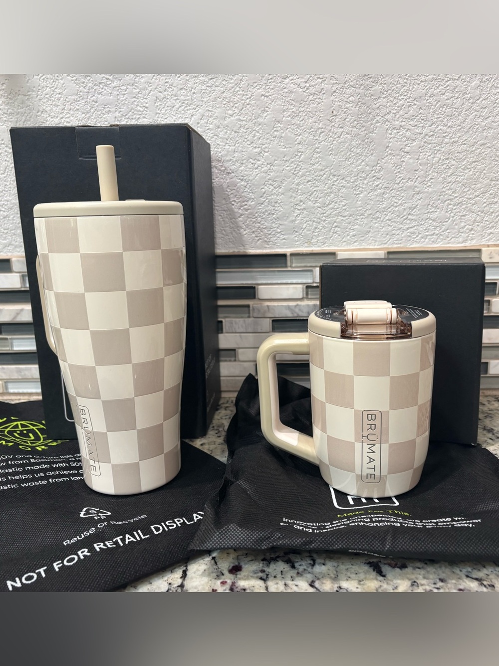 BrüMate Tan Checkered Set 15 Oz Muv And 30 Oz Era LIMITED EDITION